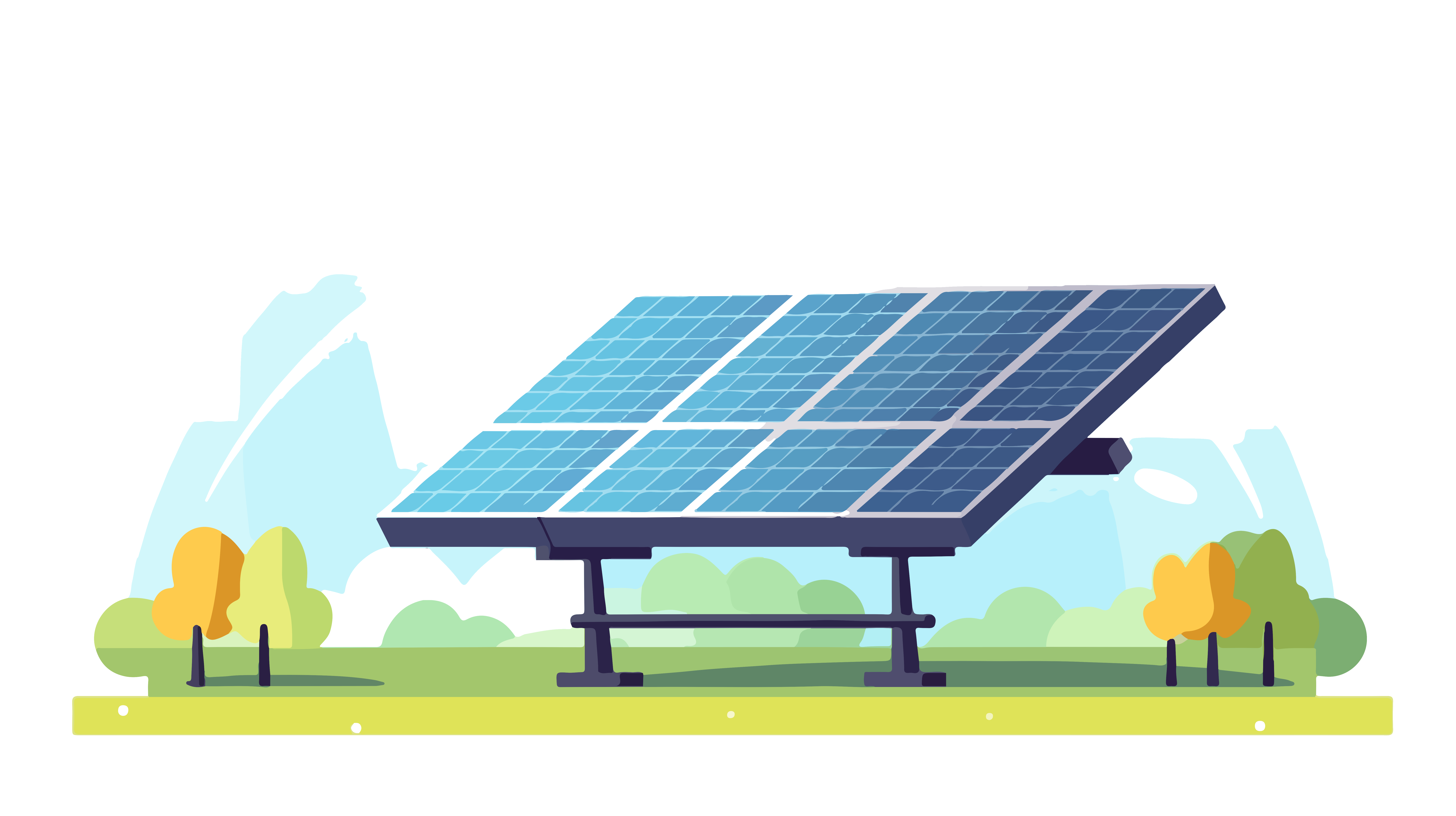 Government building with solar panel illustration